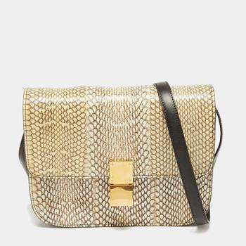 celine box好用吗, [二手商品] Celine | Celine Beige/Cream Python Medium Classic Box Shoulder Bag商品图片 8.8折, 满1件减$100, 满减