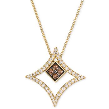 商品Nude Diamond (1/3 ct. t.w.) & Chocolate Diamond (1/5 ct. t.w.) Geometric Pendant Necklace in 14k Gold, 18" + 2" extender图片
