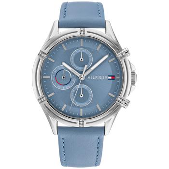 tommy hilfiger手表是什么牌子, Tommy Hilfiger | Women's Blue Leather Strap Watch 38mm商品图片 8折×额外8.5折, 额外八五折