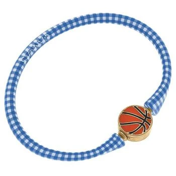 Canvas Style | Enamel Basketball Silicone Bali Bracelet in Blue Gingham,商家Verishop,价格¥203