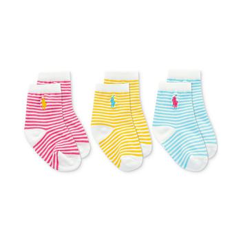 商品Ralph Lauren Baby Girls St. James Stripe Crew Socks, 3-Pack图片