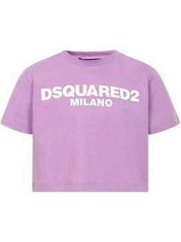 product Dsquared2 Kids Logo Printed Crewneck Cropped T-Shirt - 12Y image