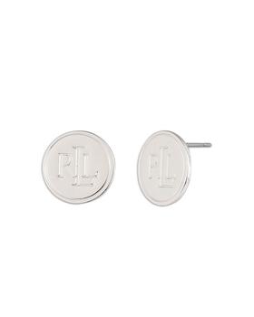推荐Logo Coin Stud Earrings in Silver Tone商品