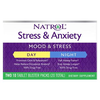 Natrol | Stress & Anxiety Day & Night Dietary Supplement Tablets商品图片,独家减免邮费