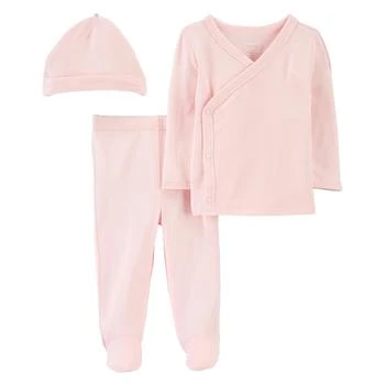 Carter's | Baby Girls PurelySoft Side Snap Bodysuit, Pants and Cap, 3 Piece Set,商家Macy's,价格¥101