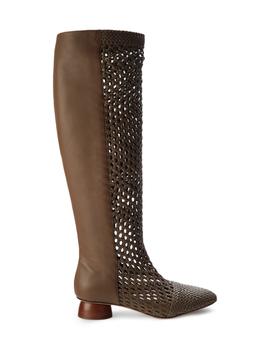 菲拉格慕鞋女靴, Salvatore Ferragamo | Leather Knee-High Cutout Boots商品图片 2.3折