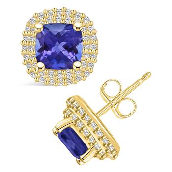 商品Macy's | Tanzanite (2 Ct. t.w.) and Diamond (3/8 Ct. t.w.) Halo Stud Earrings,商家Macy's,价格¥12538图片