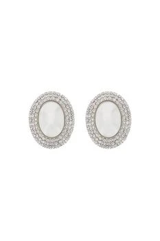 Alessandra Rich | Alessandra rich oval earrings with pearl and crystals,商家Baltini,价格¥1936