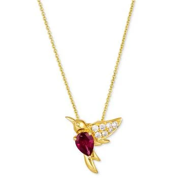 Le Vian | Raspberry Rhodolite (7/8 ct. t.w.) & Nude Diamond (1/6 ct. t.w.) Hummingbird Pendant Necklace in 14k Gold, 18" + 2" extender,商家Macy's,价格¥15614