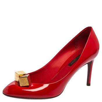 lv高跟鞋, [二手商品] Louis Vuitton | Louis Vuitton Red Vernis Leather Dice Pumps Size 37商品图片 2.6折
