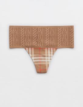 Aerie | Aerie Cotton Cable Lace Thong Underwear商品图片,