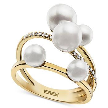商品EFFY® Cultured Freshwater Pearl (5-7 mm) & Diamond (1/10 ct. t.w.) Wrap Statement Ring in 14k Gold图片