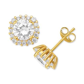 Giani Bernini | Cubic Zirconia Halo Stud Earrings in 18k Gold-Plated Sterling Silver, Created for Macy's商品图片,2.5折