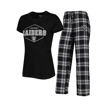 Concepts Sport | Women's Black, Gray Las Vegas Raiders Plus Size Badge T-shirt and Pants Sleep Set,商家Macy's,价格¥443