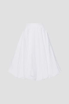 推荐Gathered embroidered cotton-poplin midi skirt商品