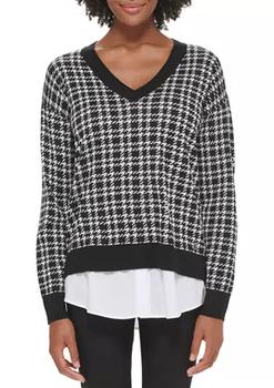Calvin Klein | Women's Plaid Mixed Media Sweater商品图片,