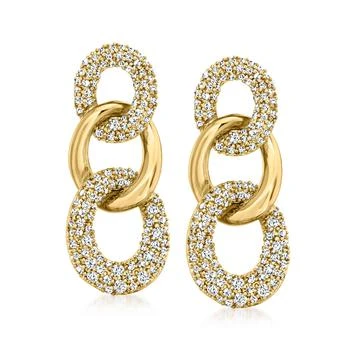 Ross-Simons Diamond Link Drop Earrings in 18kt Gold Over Sterling