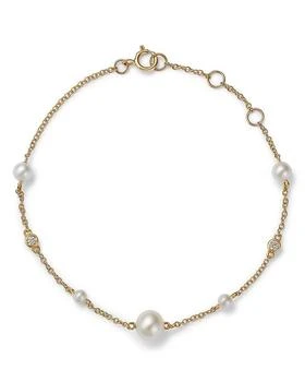 Moon & Meadow | 14K Yellow Gold Cultured Freshwater Pearl & Diamond Station Link Bracelet,商家Bloomingdale's,价格¥3085