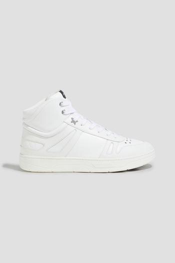 推荐Appliquéd laser-cut leather high-top sneakers商品