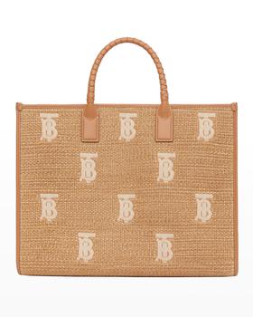 burberry托特包, Burberry | Freya Large TB Raffia Tote Bag商品图片 