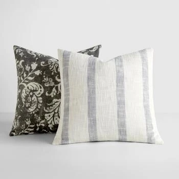 IENJOY HOME | 2-Pack Yarn-Dyed Patterns Decor Throw Pillows in Yarn-Dyed Awning Stripe / Distressed Floral,商家Premium Outlets,价格¥680