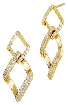 Savvy Cie Jewels | 18K Yellow Gold Vermeil CZ Geometric Drop Earrings,商家Nordstrom Rack,价格¥447