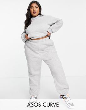 ASOS | ASOS DESIGN Curve tracksuit ultimate oversized hoodie / jogger in grey marl商品图片,5.5折