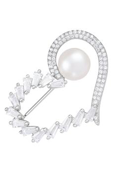 商品Splendid Pearls | Rhodium Plated Sterling Silver 8-8.5mm Cultured Freshwater Pearl Brooch,商家Nordstrom Rack,价格¥456图片