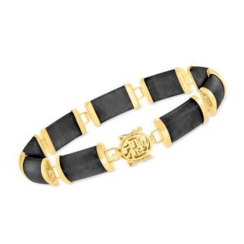 商品Ross-Simons | Ross-Simons Black Jade "Good Fortune" Bracelet in 14kt Yellow Gold,商家Premium Outlets,价格¥4072图片