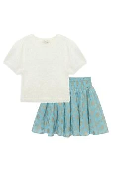 Peek Aren't You Curious | Kids' Fuzzy Sweater & Metallic Print Skirt Set,商家Nordstrom Rack,价格¥220