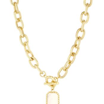 商品Ettika Jewelry | Chain Link And Mother Of Pearl 18k Gold Plated Pendant Necklace,商家Verishop,价格¥383图片