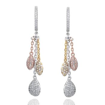Suzy Levian | Suzy Levian Tri-Tone Sterling Silver White Cubic Zirconia Dangle Earrings商品图片,
