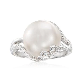 Ross-Simons | Ross-Simons 12-12.5mm Cultured Pearl Ring With Diamond Accents in Sterling Silver,商家Premium Outlets,价格¥999