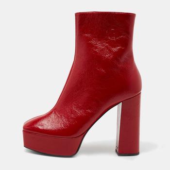 Giuseppe Zanotti | Giuseppe Zanotti Red Leather Morgana Square Toe Ankle Boots Size 39商品图片,4.9折