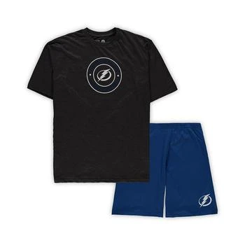 推荐Men's Blue, Heathered Charcoal Tampa Bay Lightning Big and Tall T-shirt and Shorts Sleep Set商品