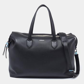 burberry托特包, Burberry | Burberry Black Leather Lawrence Holdall Weekend Bag商品图片 6.6折, 满1件减$100, 满减