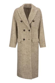brunello cucinelli jacket, Brunello Cucinelli | BRUNELLO CUCINELLI Prince of Wales cloth coat in alpaca and wool with jewellery商品图片 5.9折