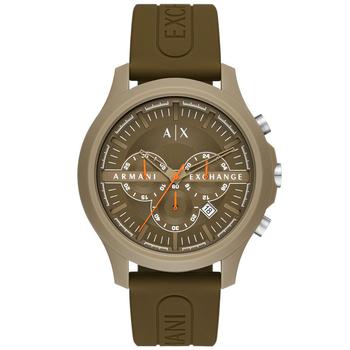 Armani Exchange | Men's Chronograph Brown Silicone Strap Watch, 46mm商品图片,