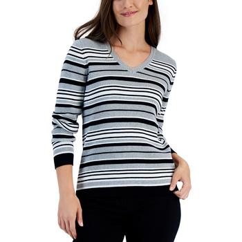 Karen Scott | Women's Cotton Striped Iysha Sweater, Created for Macy's商品图片,2.7折
