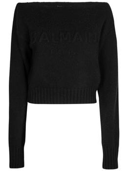 Balmain | Logo Wool Blend Knit Off-shoulder Jumper商品图片,额外6.5折, 额外六五折