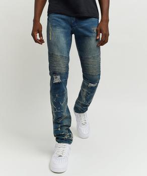 Reason Clothing | Mulberry Dark Wash Moto Jeans商品图片,4折×额外8折, 额外八折