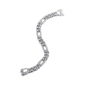 商品Genevive | Men's Sterling Silver White Gold Plated with Iced Out Cubic Zirconia Paper Clip Curb Chain Bracelet,商家Macy's,价格¥1471图片