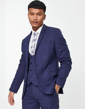 推荐ASOS DESIGN wedding super skinny suit jacket in navy micro texture商品