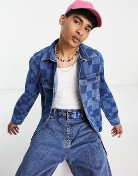 The Ragged Priest代购, The Ragged Priest | The Ragged Priest seasons checkerboard denim shirt in blue商品图片 7.4折
