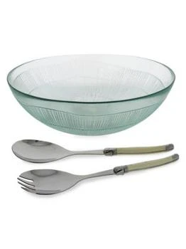 French Home | 3-Piece Recycled Glass Birch Salad Bowl & Servers,商家Saks OFF 5TH,价格¥444