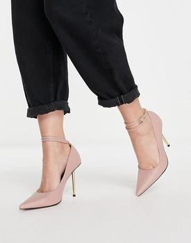 推荐ASOS DESIGN Photo high heeled shoes with metal heel in beige商品