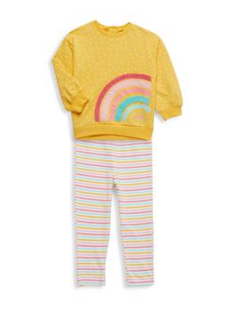 Little Me | Baby Girl's 2 Piece Rainbow Graphic Tee & Striped Pants Set商品图片,3.9折