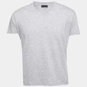 推荐Prada Grey Cotton Short Sleeve V-Neck T-Shirt XL商品