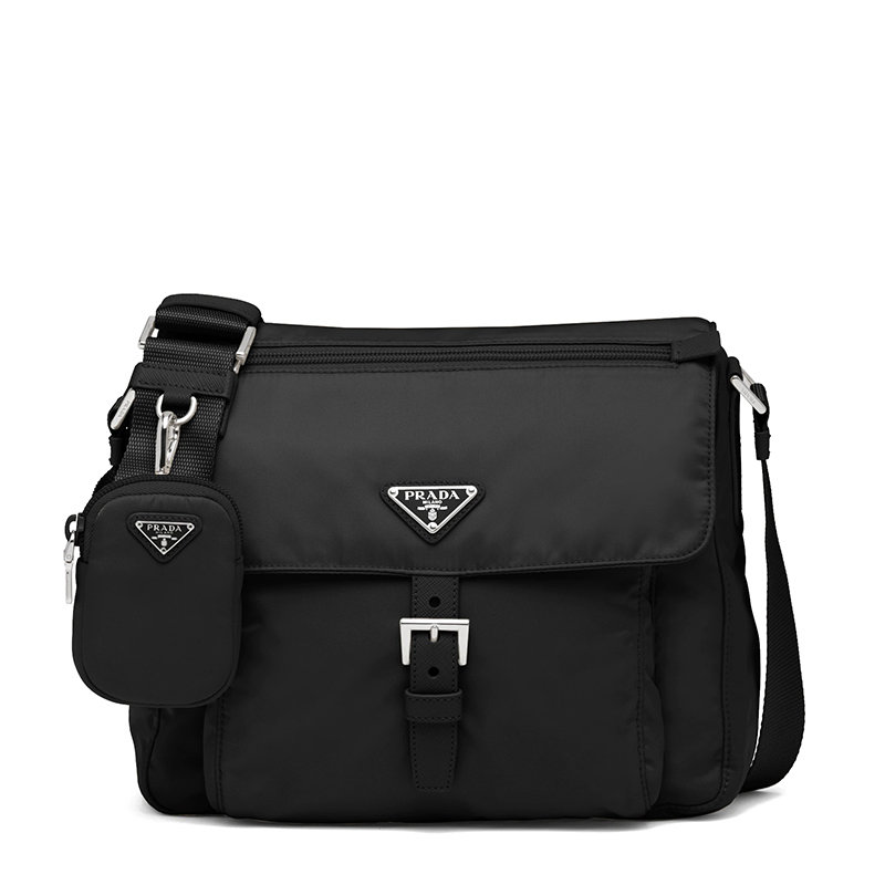 Prada | 【预售3-7天】PRADA/普拉达 21年秋冬 女士黑色再生尼龙附可拆卸肩带斜跨单肩包1BD994_RV44_F0002_V_B1M商品图片,8折, 包邮包税