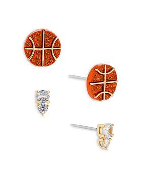 商品Ajoa by Nadri | Sporty Spice Basketball Stud Earrings Set in 18K Gold Plated,商家Bloomingdale's,价格¥339图片